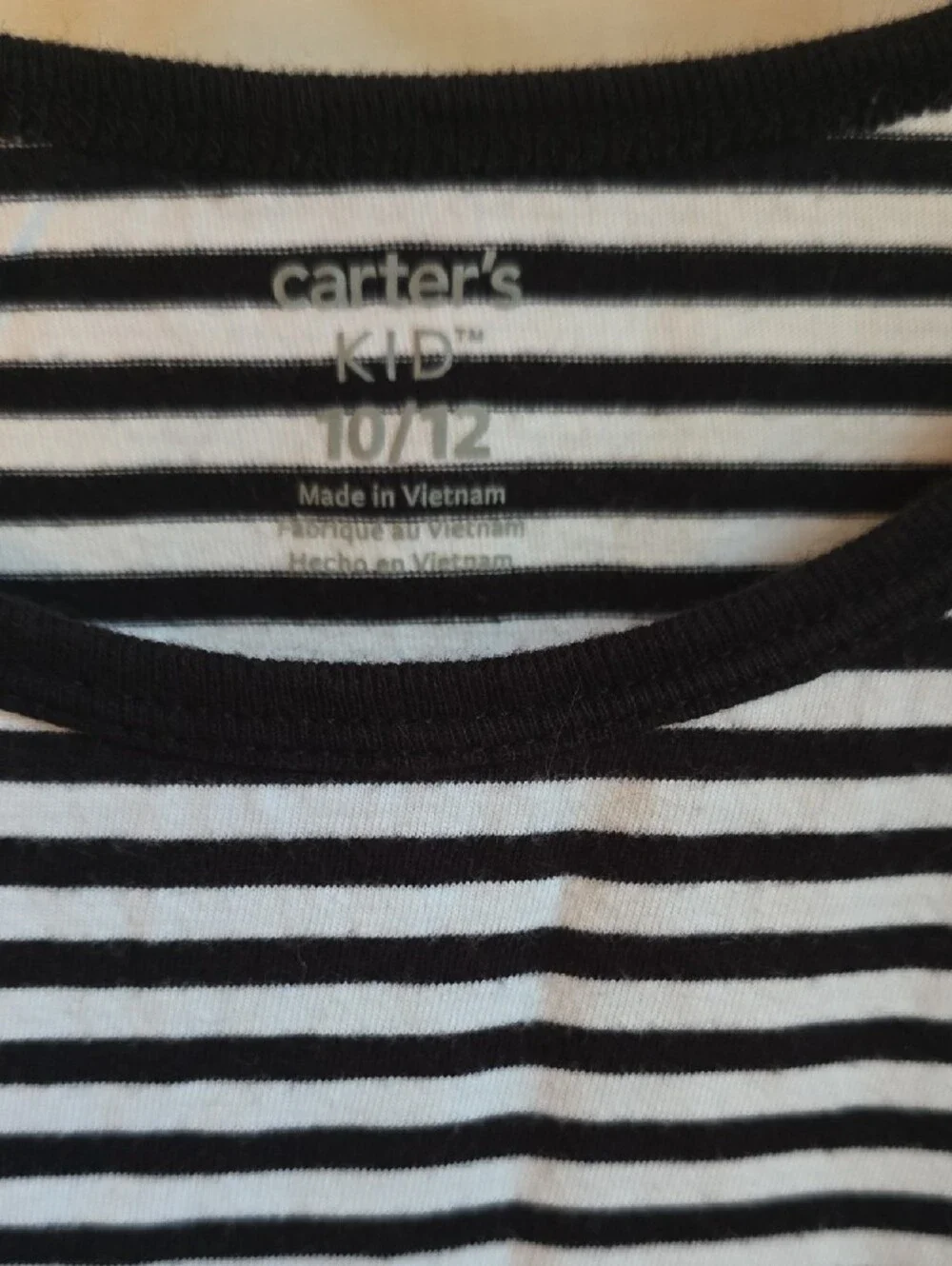 Carter's Black and White Striped Short Sleeve Knit Dress